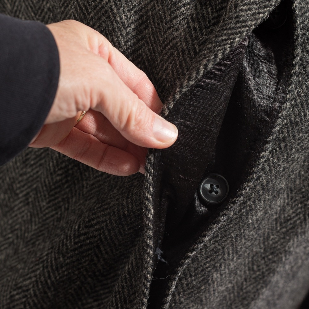 Vintage 100% pure wool full length coat herringbone tweed J.G Hook M - Picture 13 of 16